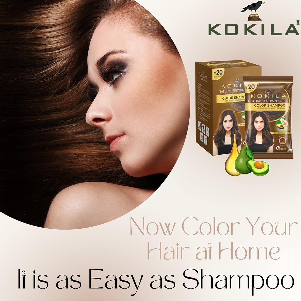 Kokila Unisex Hair Color Shampoo Enriched With Almond Oil In Just 5 Minute, Long