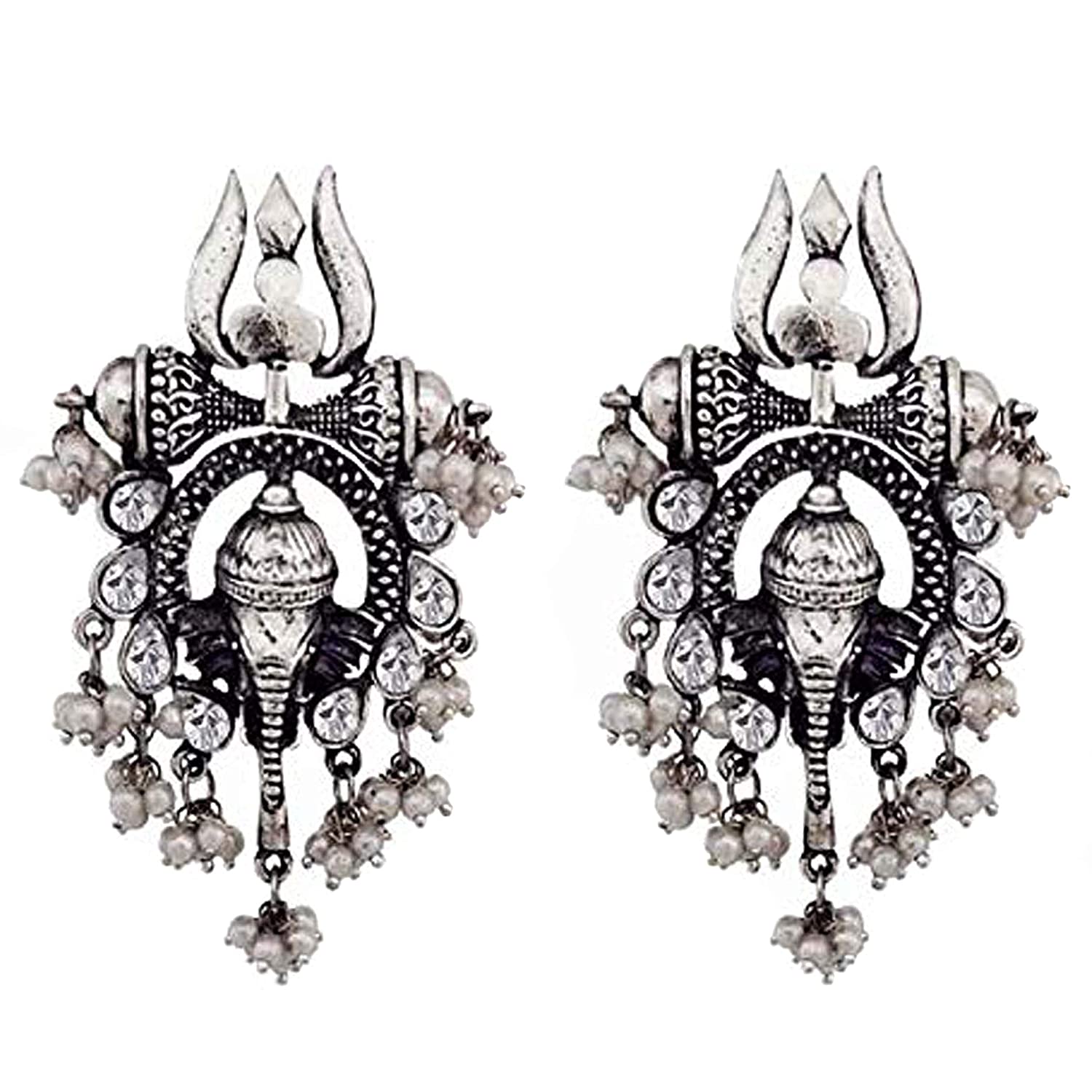 Silver-Plated Alloy Oxidised Ganesh Ji Shape Necklace - The Pari