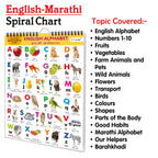 ENGLISH-MARATHI Chart For Kids (16 Charts ) 36 x 50 cm - Children Spiral Wall Picture Chart