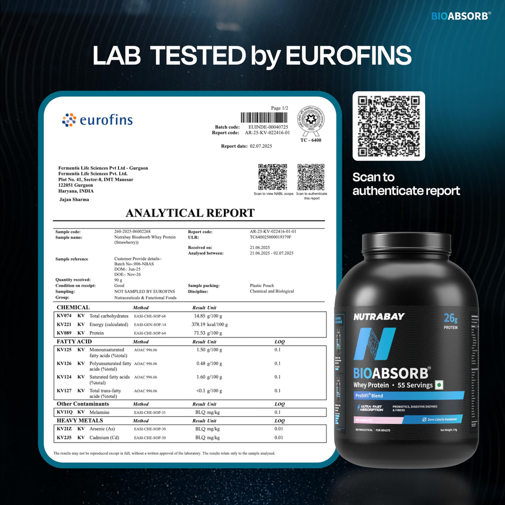 Nutrabay BioAbsorb Whey ProDiFi for Ultra-Fast Absorption - Strawberry Flavour