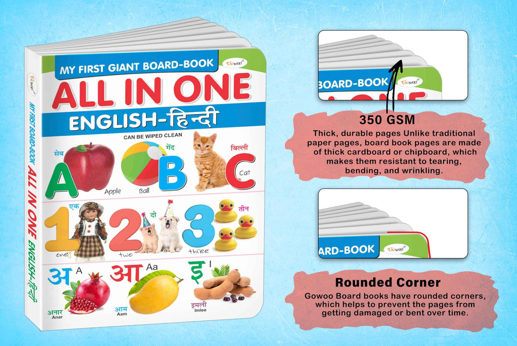 My First Giant Board Book (English-Hindi) With 31 Topics (Waterproof, Dust-Resistant, Big Fonts, Hard Laminated, Realistic Pictures, Tear Resistent) | Gift Set For Kids
