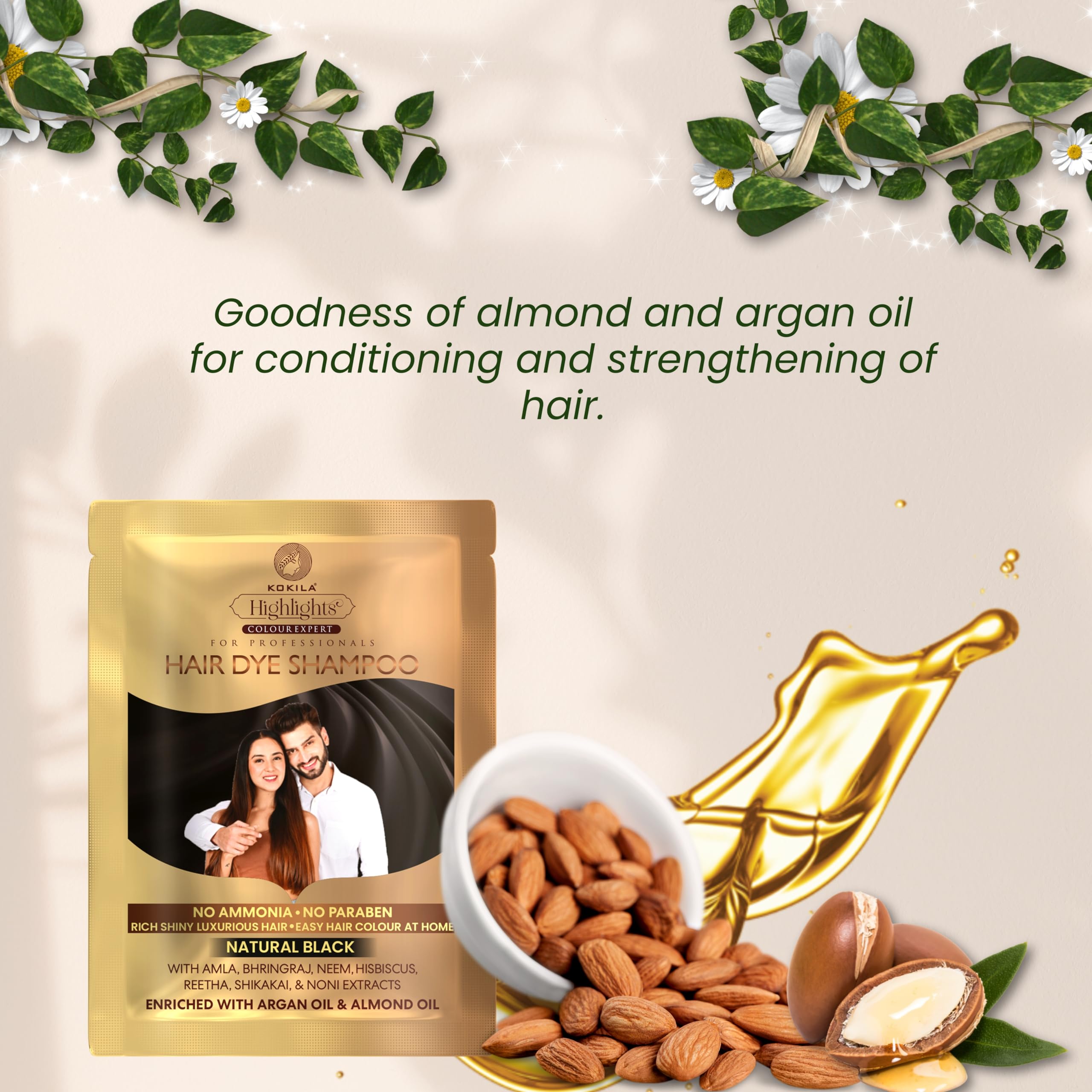 Kokila Unisex Hair Color Shampoo Sachet