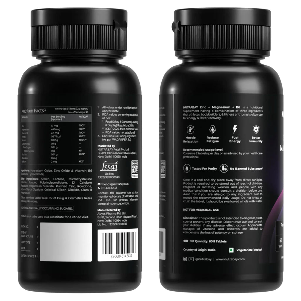 Nutrabay Zinc+ Magnesium B6 - 60 Tablets