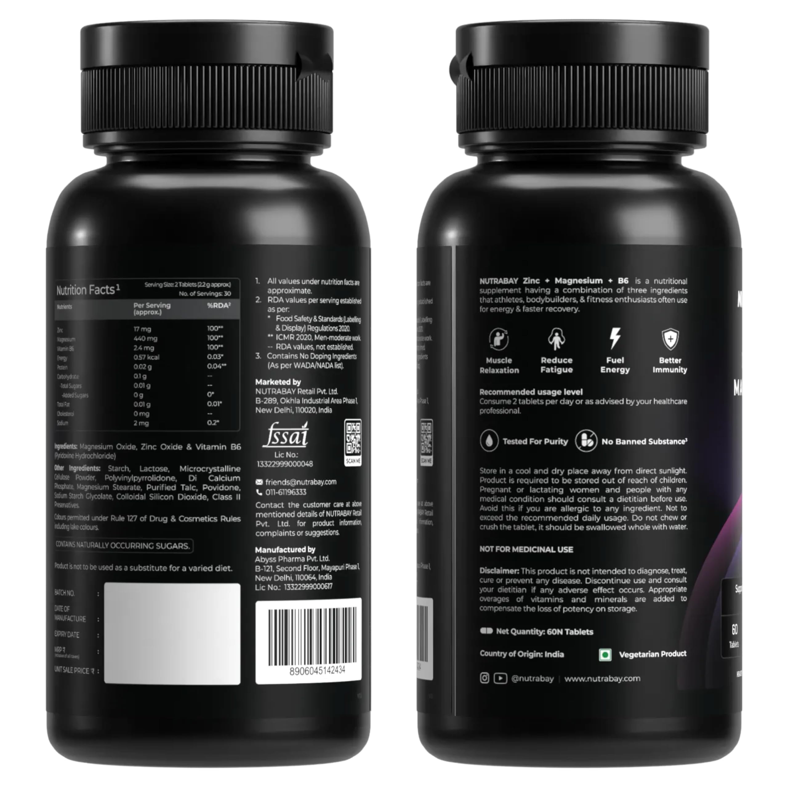 Nutrabay Zinc+ Magnesium B6 - 60 Tablets