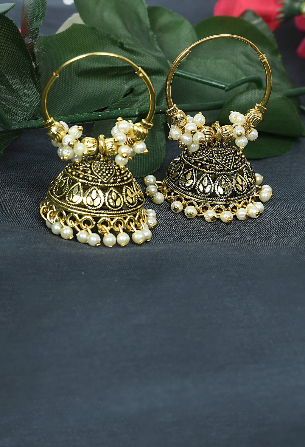 Mominos Fashion Johar Kamal Designer Golden Color Jhumkas - Distacart