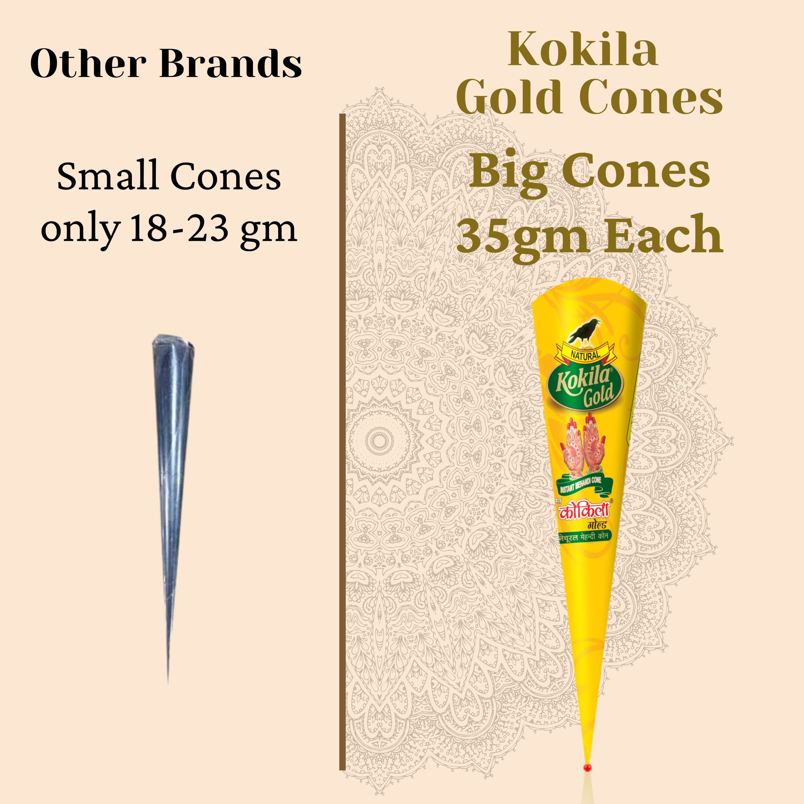 Kokila Bridal Special Premium Gold Mehendi Cones