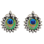 Silver-Plated Alloy Epoxy Peacock Oxidised Necklace - The Pari