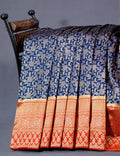 Shades of Navy Blue Floral Designbanaras Semi Silk Saree By Gayathri Reddy Designer Studio