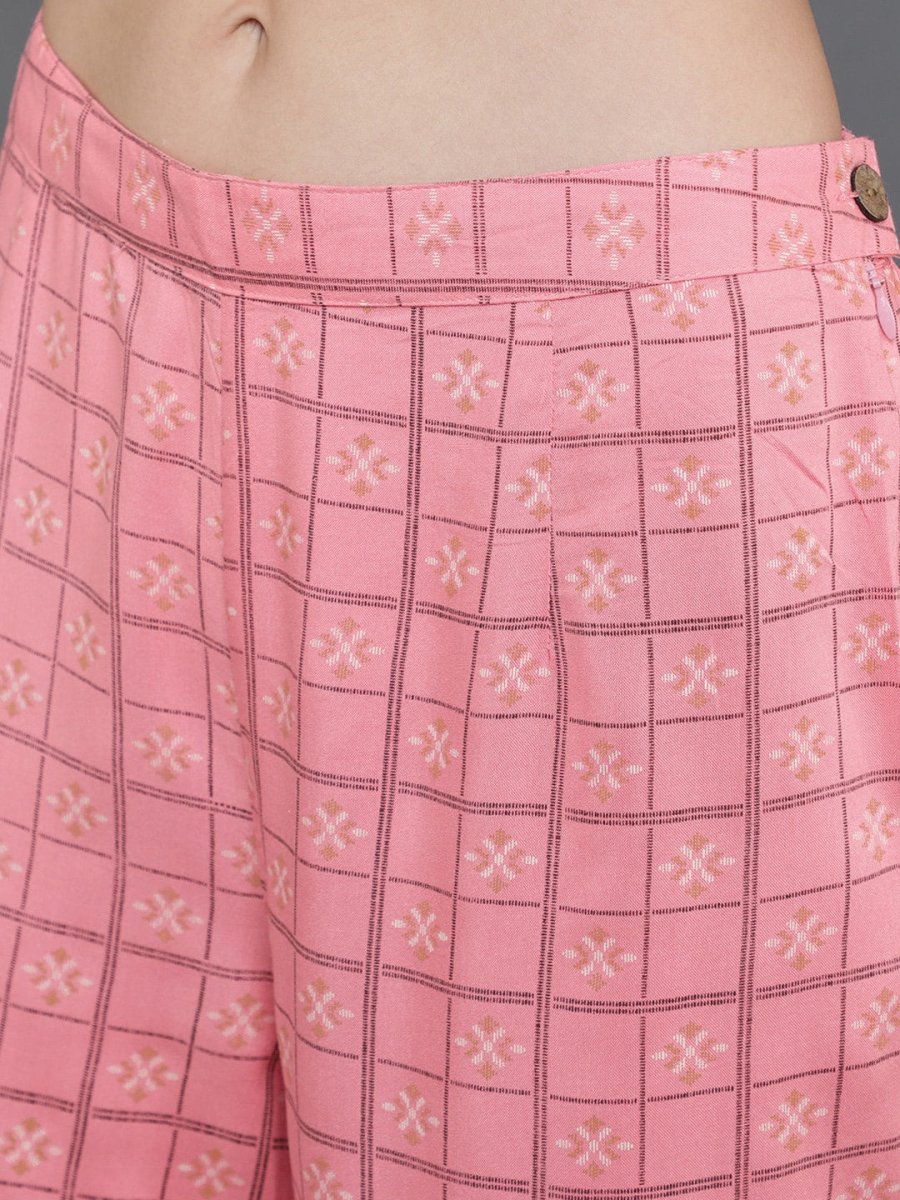 Aks Ethnic Motifs Printed Straight Kurta with Palazzos & Dupatta