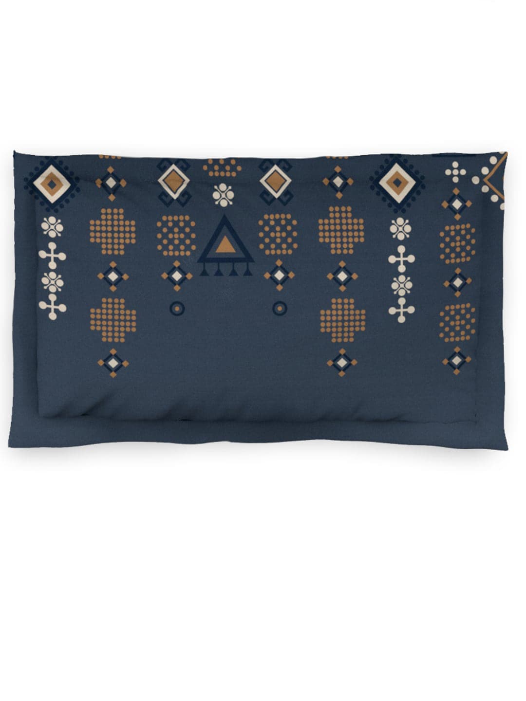 DDecor Blue & Brown Ethnic Motifs Cotton 150 TC Single Bedsheet with 1 Pillow Cover