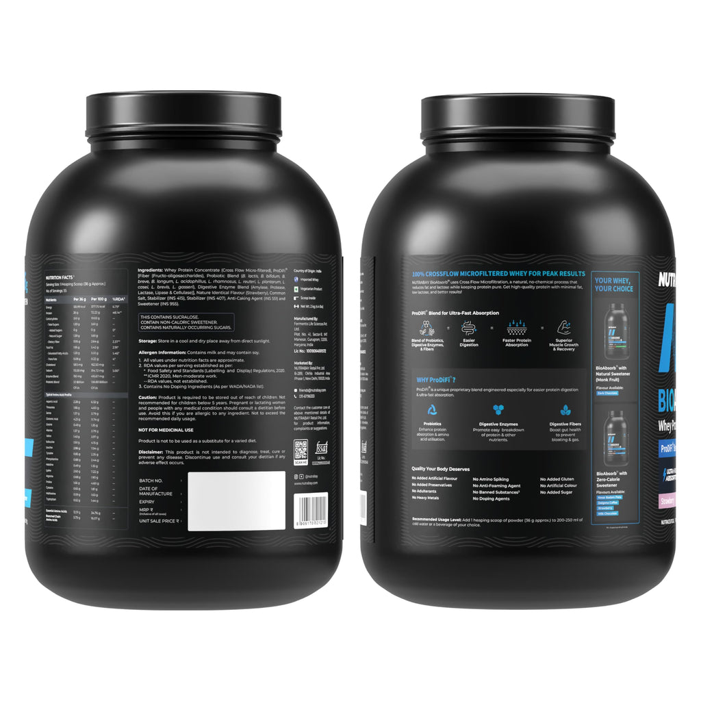 Nutrabay BioAbsorb Whey ProDiFi for Ultra-Fast Absorption - Strawberry Flavour