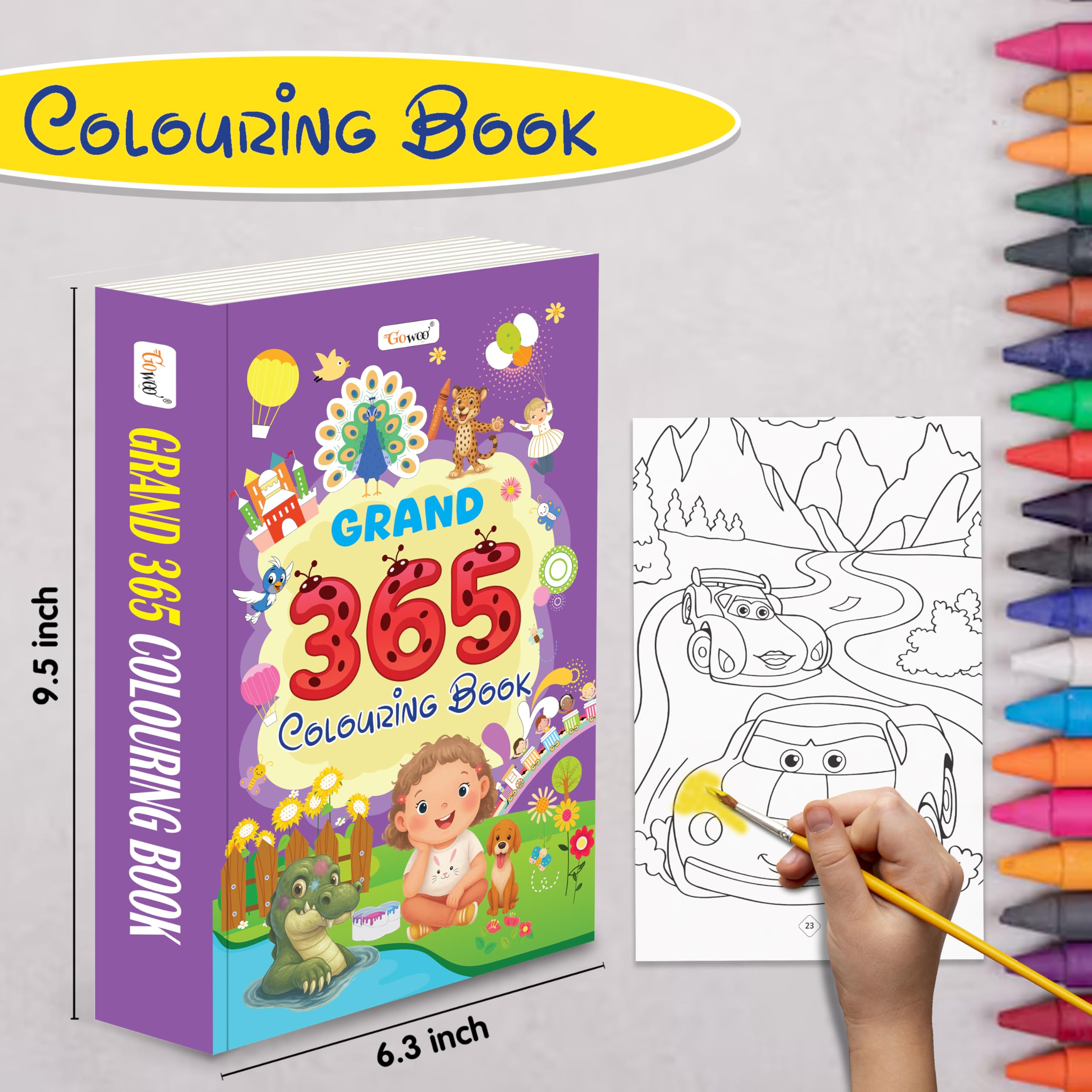 GRAND - 365 Colouring Book :- learn with colouring, creative learning for toddlers, preschool colouring book, educational book for kids, toddler fun book, simple colouring book for kids