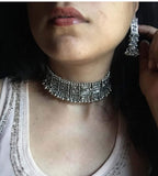 Silver-Plated Alloy Oxidised Silver Geometric Necklace - The Pari