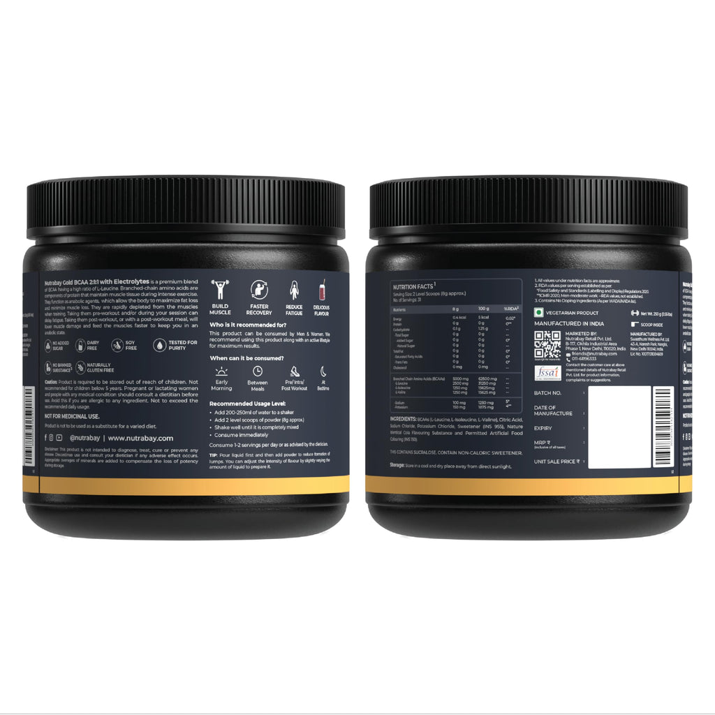 Nutrabay Gold BCAA 2:1:1 with Electrolytes - Cola