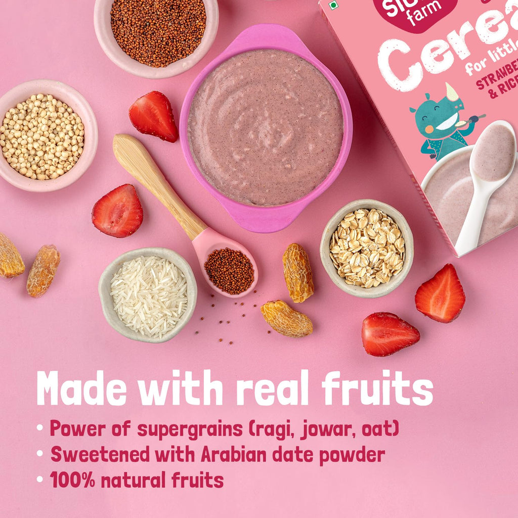 Slurrp Farm Instant Cereal With Ragi, Rice & Strawberry with Milk - Distacart