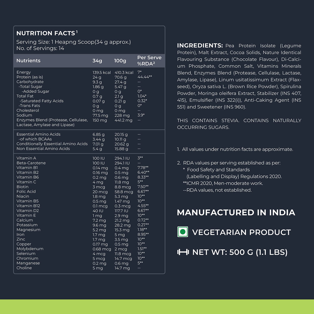 Nutrabay Wellness All Natural Plant Protein +Superfoods Powder - Gourmet Chocolate