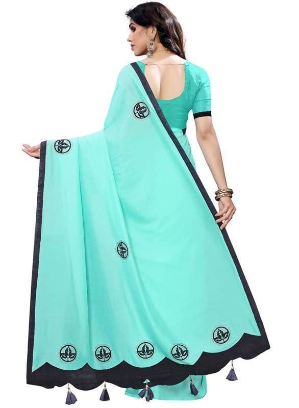 Vamika Designer Rama Green Georgette Saree (TSUNAMI RAMA)