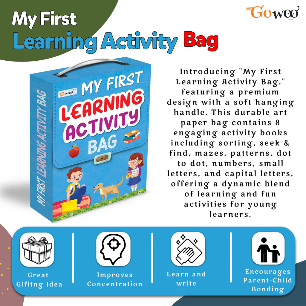 My First Learning Activity Bag : Educational activity books, Activity Bag for early learners, Kid's activity bag set-Ages 3-12, Mazes, Small Letters, Capital Letter and more | Activity Books
