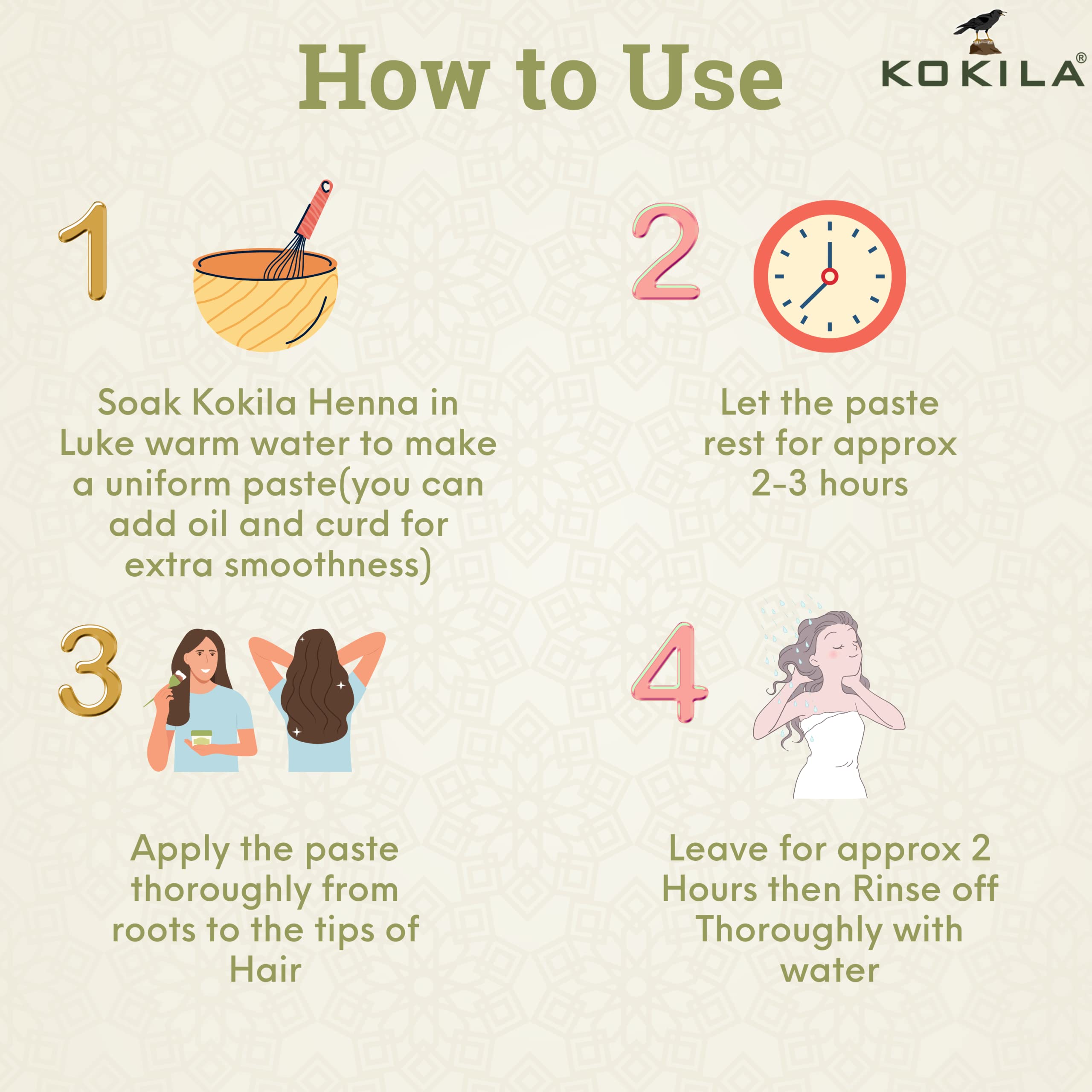 Kokila 100% Natural & Herbal Henna Mehandi Powder With 6 Ayurvedic Herbs, Organic Hair Colour