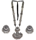Silver-Plated Alloy Long Half Moon Oxidised Necklace - The Pari