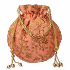 Ethnic Clutch Silk Potli Batwa Pouch Bag with Metal Bead work Gift For Women - Distacart