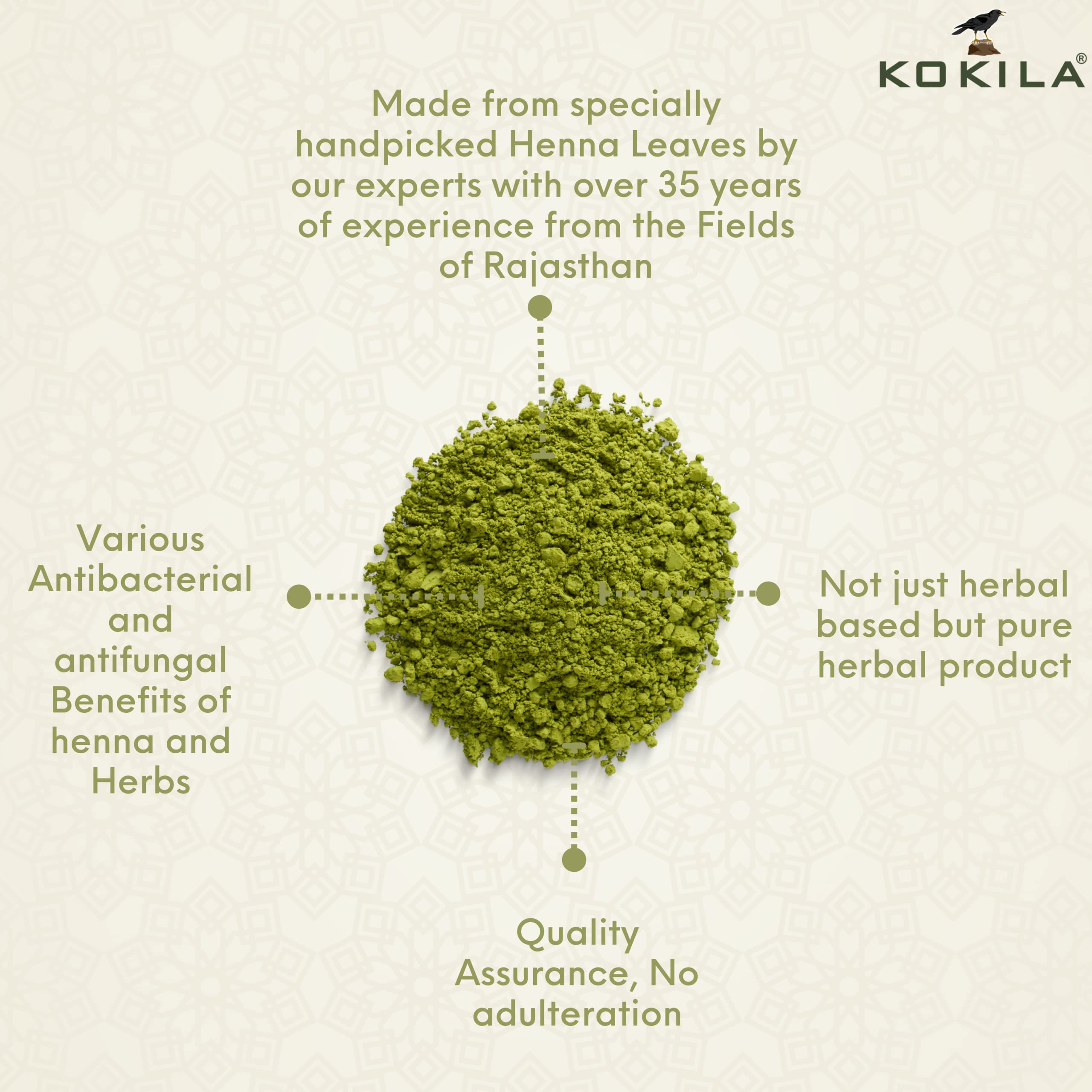 Kokila 100% Natural & Herbal Henna Mehandi Powder With 6 Ayurvedic Herbs, Organic Hair Colour