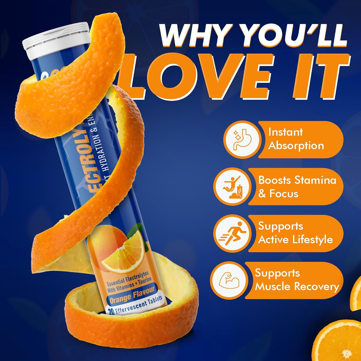 BOOSTIQ Electrolytes Effervescent Tablets - Orange Flavour