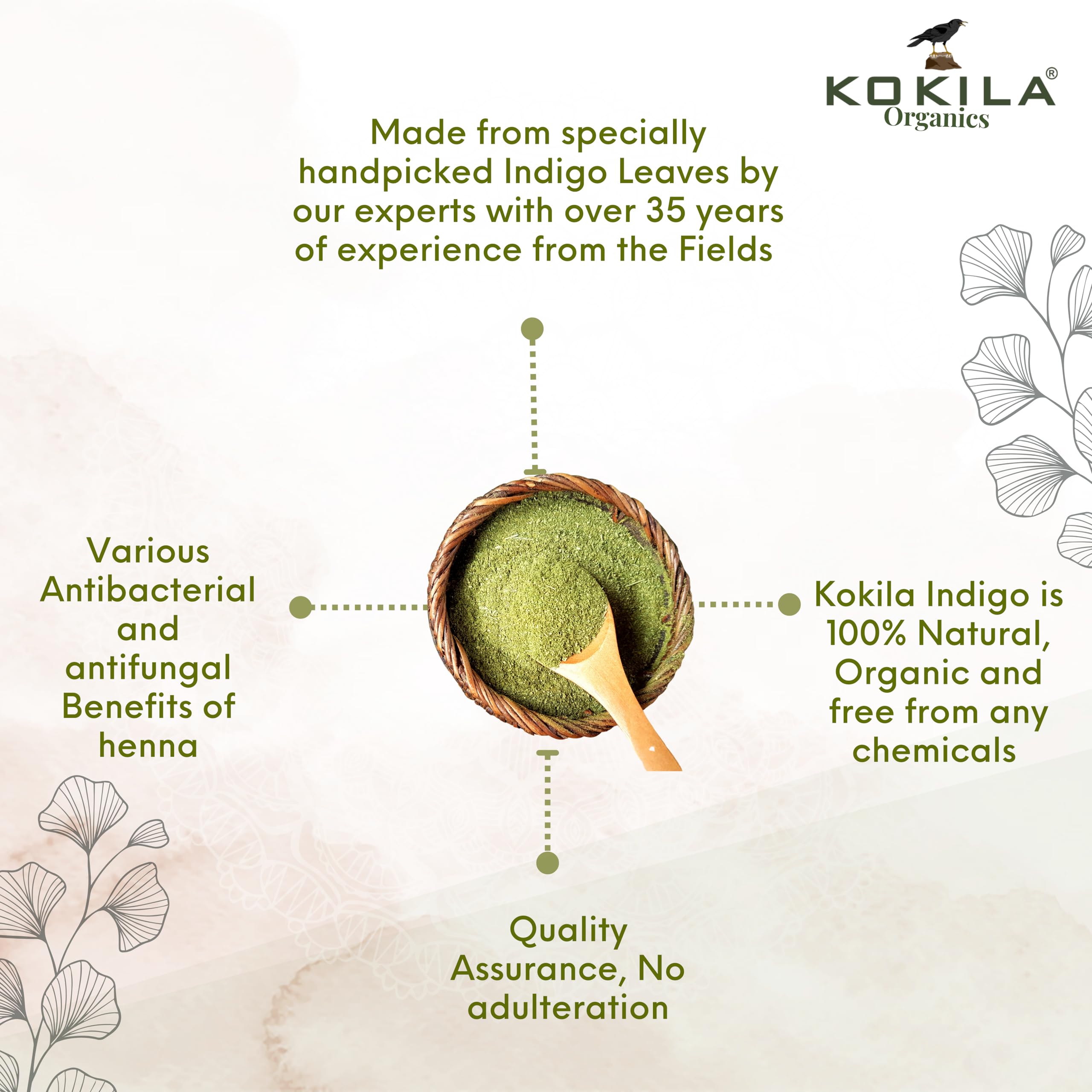 Kokila Indigo Powder 100% Naturals & Organic Hair Coloring, Protects Hair From Damage