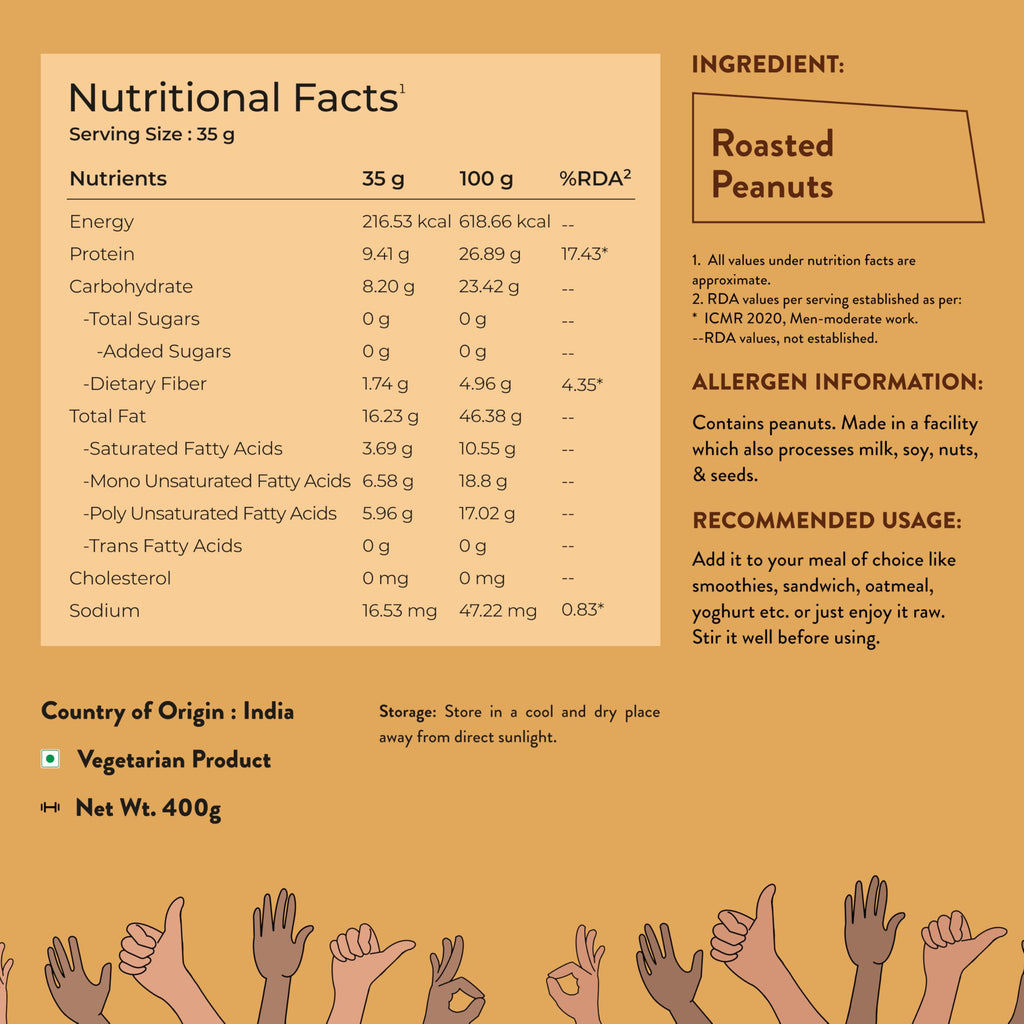 Nutrabay Unsweetened Peanut Butter (Crunchy)