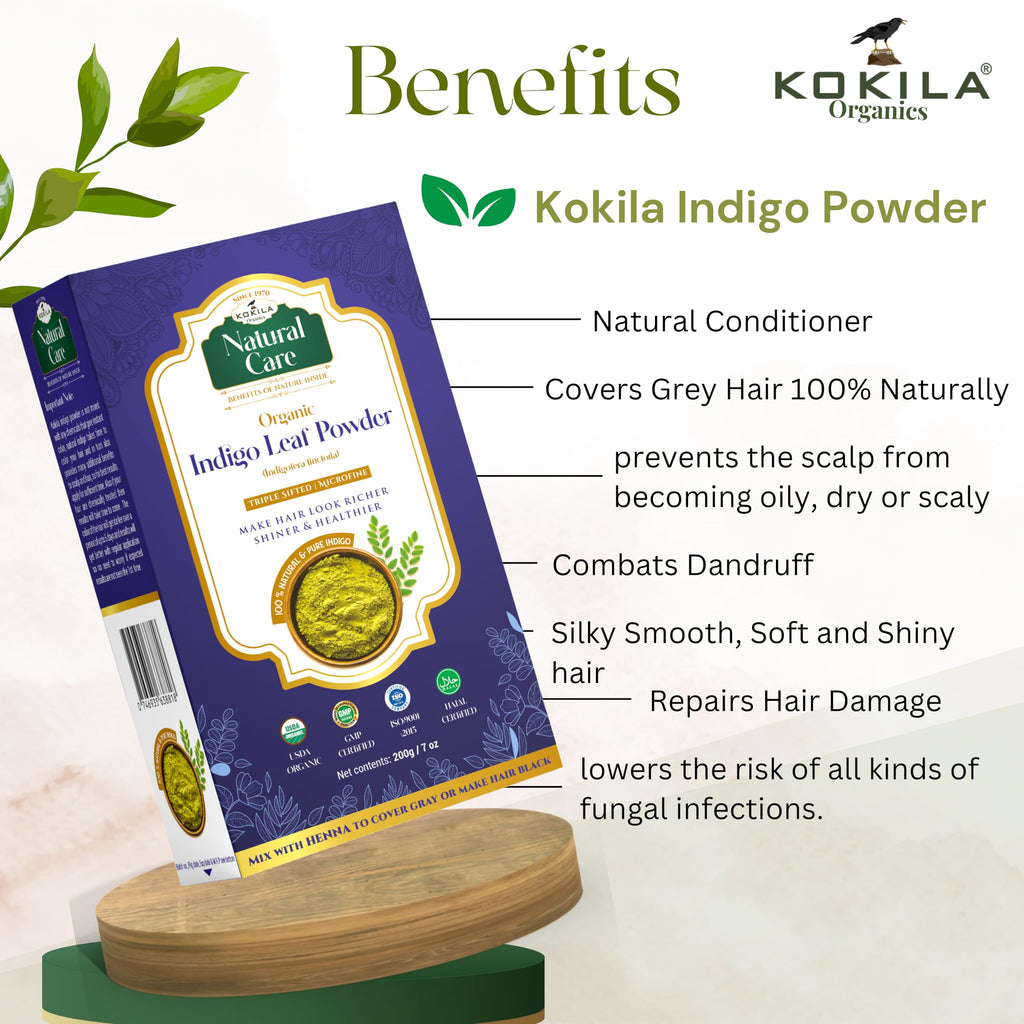 Kokila Indigo Powder 100% Naturals & Organic Hair Coloring, Protects Hair From Damage