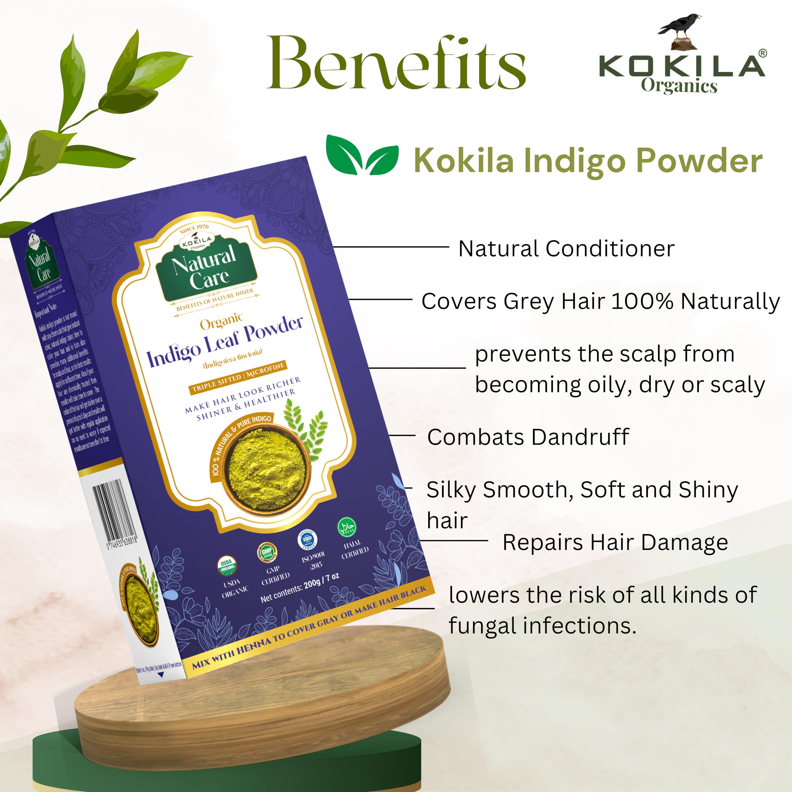 Kokila Indigo Powder 100% Naturals & Organic Hair Coloring, Protects Hair From Damage