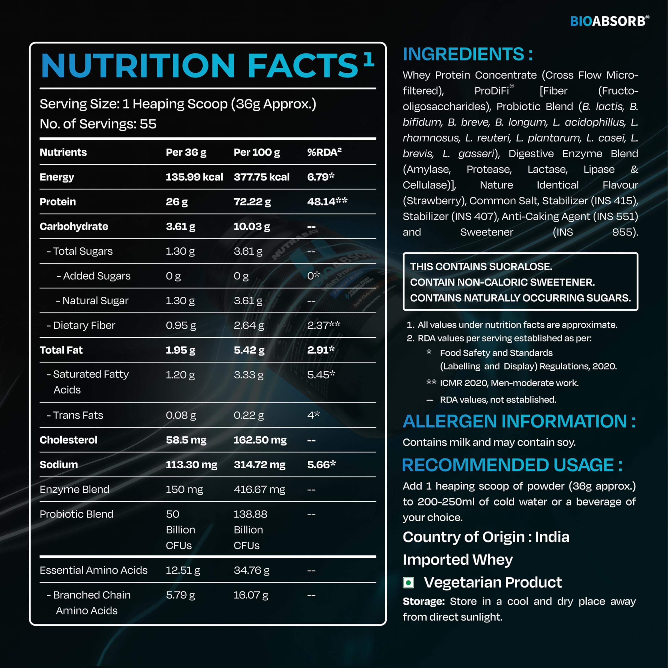 Nutrabay BioAbsorb Whey ProDiFi for Ultra-Fast Absorption - Strawberry Flavour