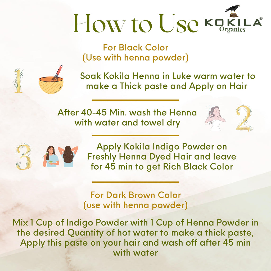 Kokila Indigo Powder 100% Naturals & Organic Hair Coloring, Protects Hair From Damage