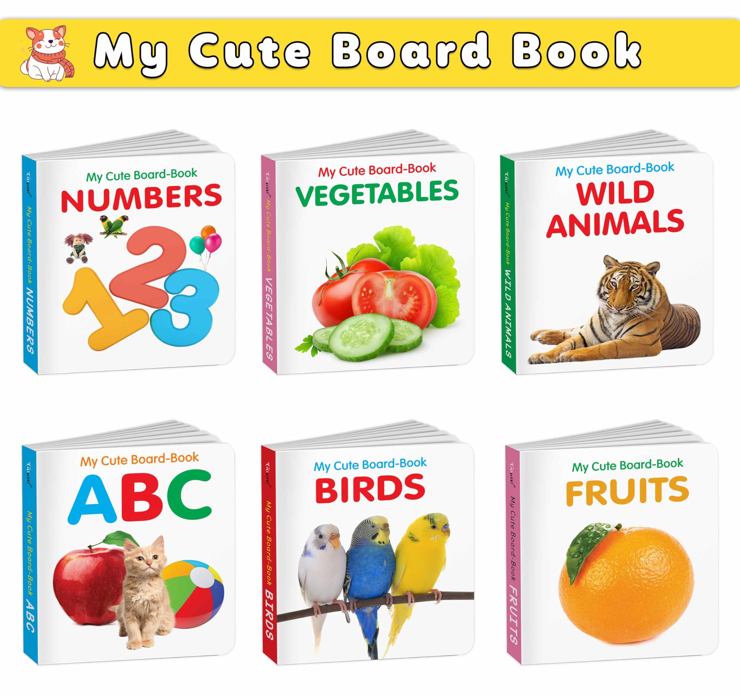 Pocket Board Book Set of ABC, Numbers, Fruits, Vegetables, Wild Animals, Birds - Kids educational board book, Preschool learning books, Preschool Kids Books Children | books