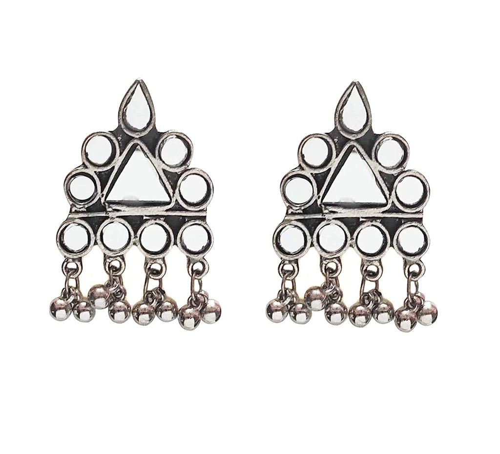 Silver-Plated Alloy Long Kundan Studded Silver Oxidised Necklace - The Pari