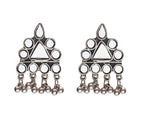 Silver-Plated Alloy Long Kundan Studded Silver Oxidised Necklace - The Pari