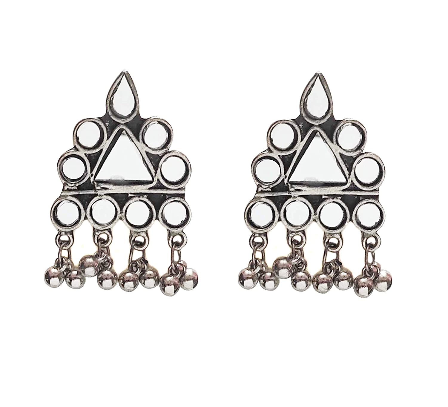 Silver-Plated Alloy Long Kundan Studded Silver Oxidised Necklace - The Pari