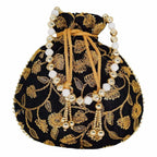 Ethnic Silk Potli bag Clutch Batwa Pouch with Embroidery and Metal Bead work Gift For Women - Distacart