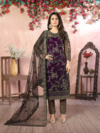 Anaita Purple Embroidered Net Salwar Suit - Distacart