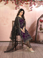 Anaita Purple Embroidered Net Salwar Suit - Distacart