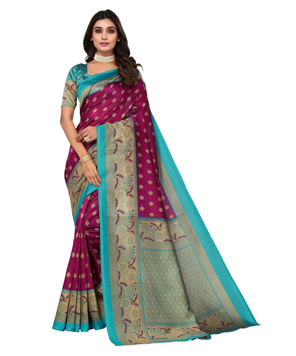 Vamika Purple Printed Art Silk Saree