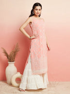 Aks Geometric Mirror Work Straight Kurta