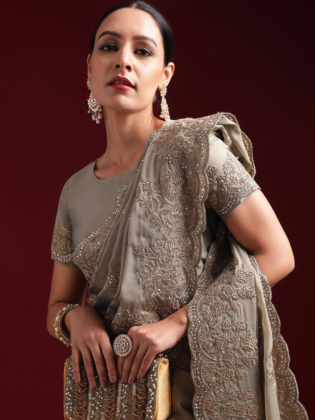 kasee Embellished Embroidered Pure Silk Saree