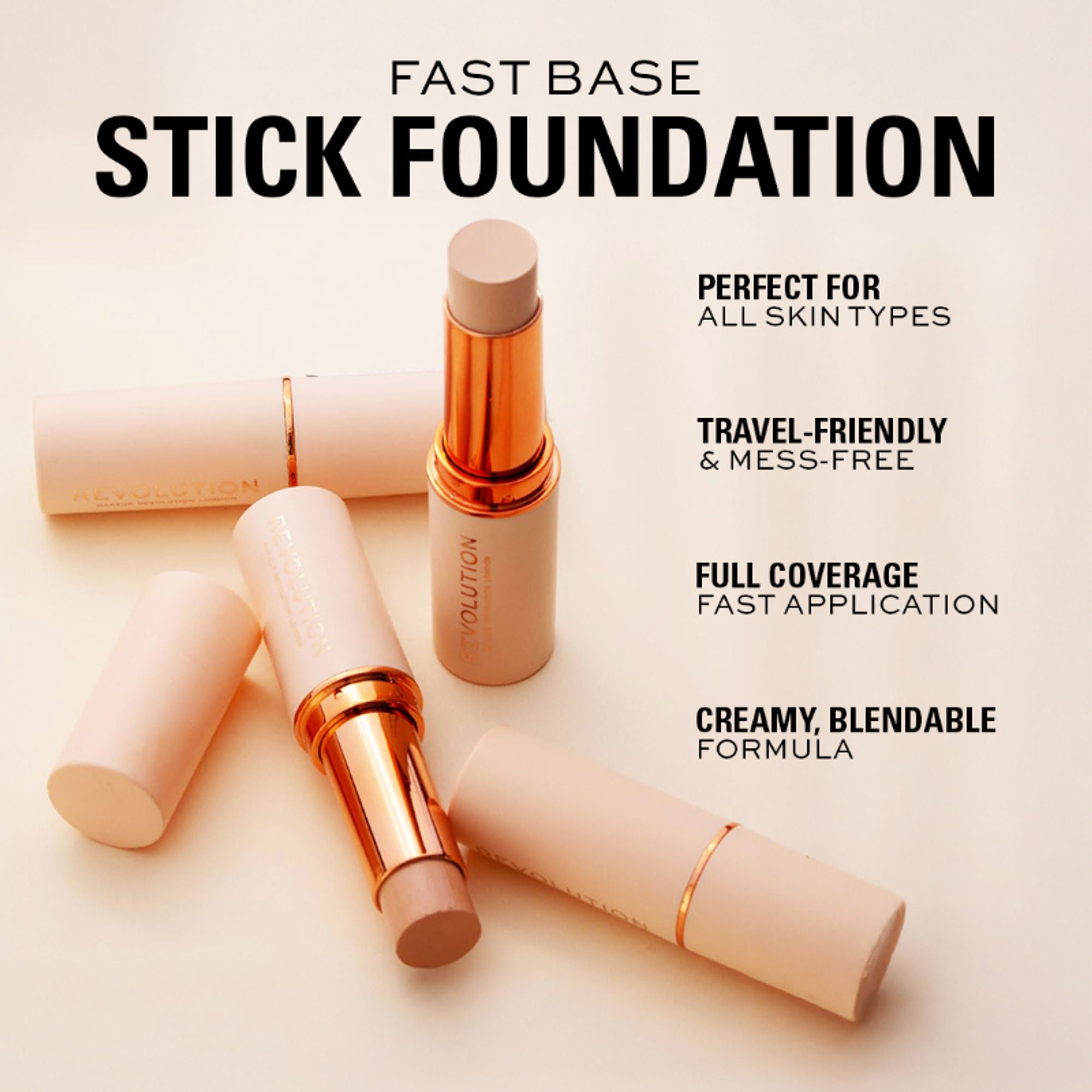 Makeup Revolution Fast Base Stick Foundation - F9 - Distacart