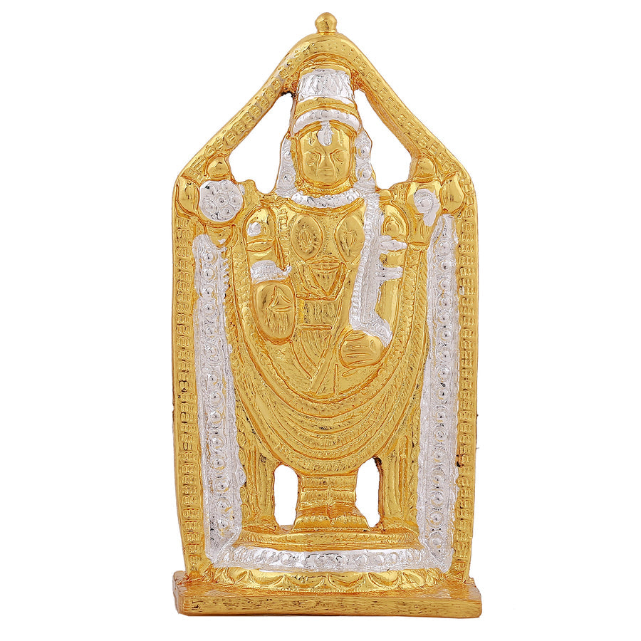 Estele Gold-Polished Lord Tirupati Balaji Idol Showpiece for Pooja Mandir/ Home Decorative