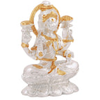 Estele Gold & Rhodium goddess of wealth Laxmi Devi Idol on lotus for Pooja/Car decor