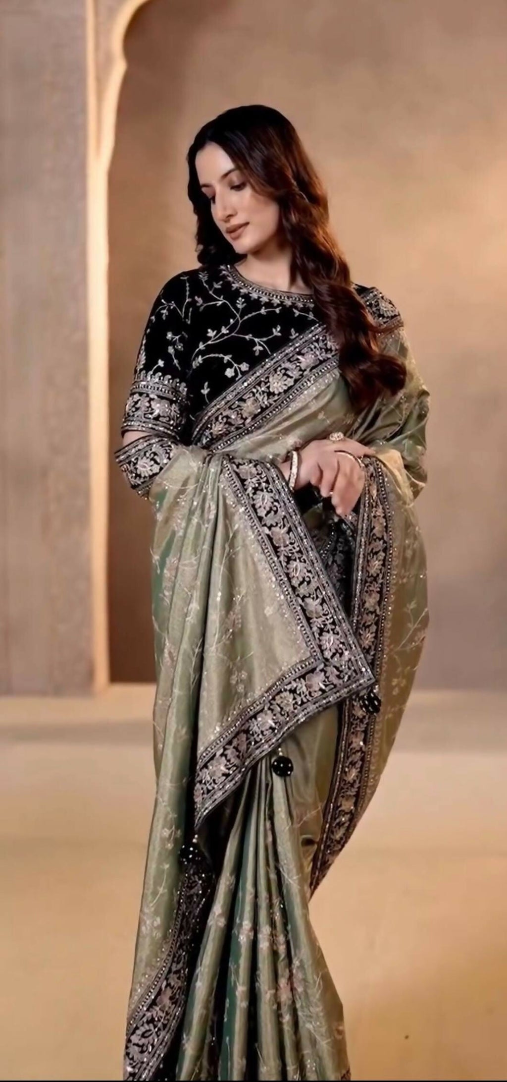Joban Fashion Mehndi Soft Mocha Silk Party Wear Sarees - Distacart