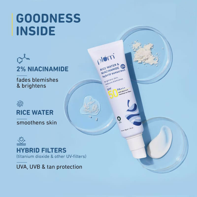 Plum 2% Niacinamide Sunscreen SPF 50 PA+++ UVA/B - Reduces Tan, No White Cast, Dermat Tested - Distacart