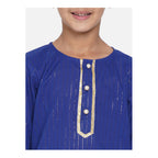 Little Bansi Boys Golden Striped Kurta and Dhoti - Royal Blue and Cream