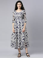 Souchii Floral Printed Chiffon Empire Midi Dress - Distacart
